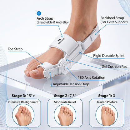 Bunion Corrector Fully Adjustable Women & Men Bunion Fix Big Toe Separator Day/Night Support Hallux Valgus (2PCS)