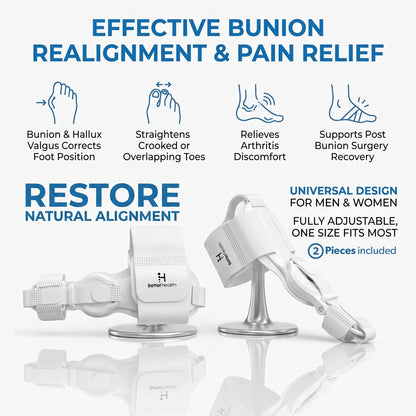 Bunion Corrector Fully Adjustable Women & Men Bunion Fix Big Toe Separator Day/Night Support Hallux Valgus (2PCS)